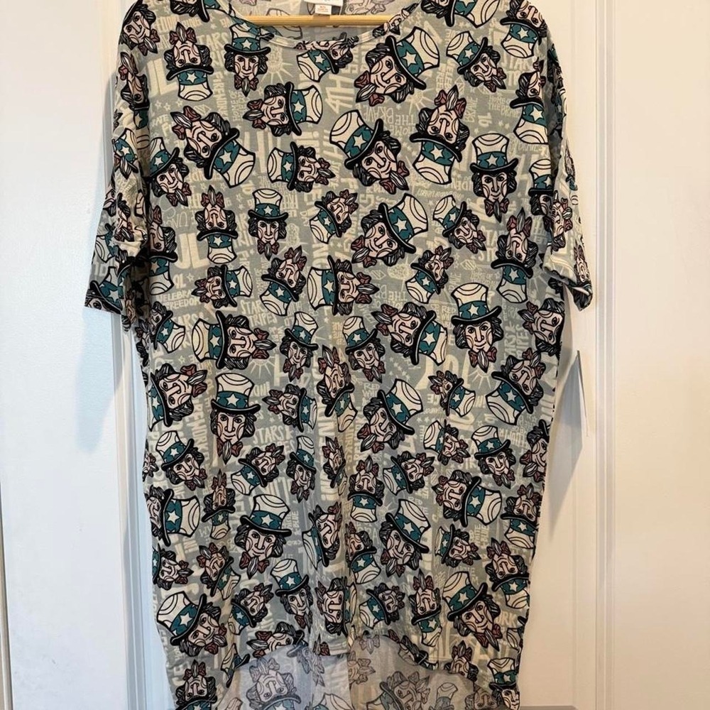 LuLaRoe Irma Uncle Sam Patriotic Tunic Top XS Fourth of July Americana USA